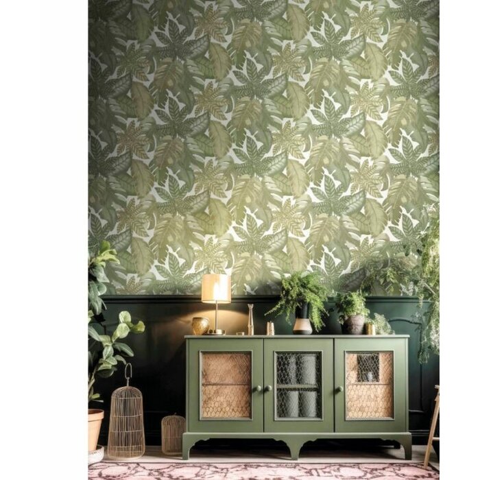 Behang met grote bladeren