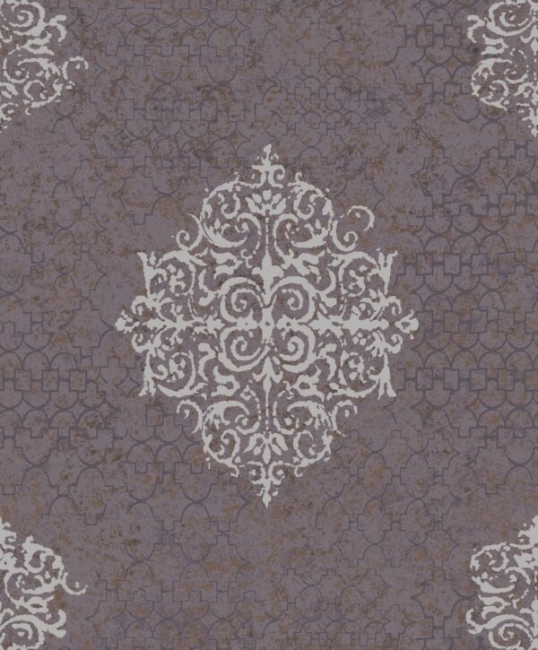 Behang met grote metallic ornamenten