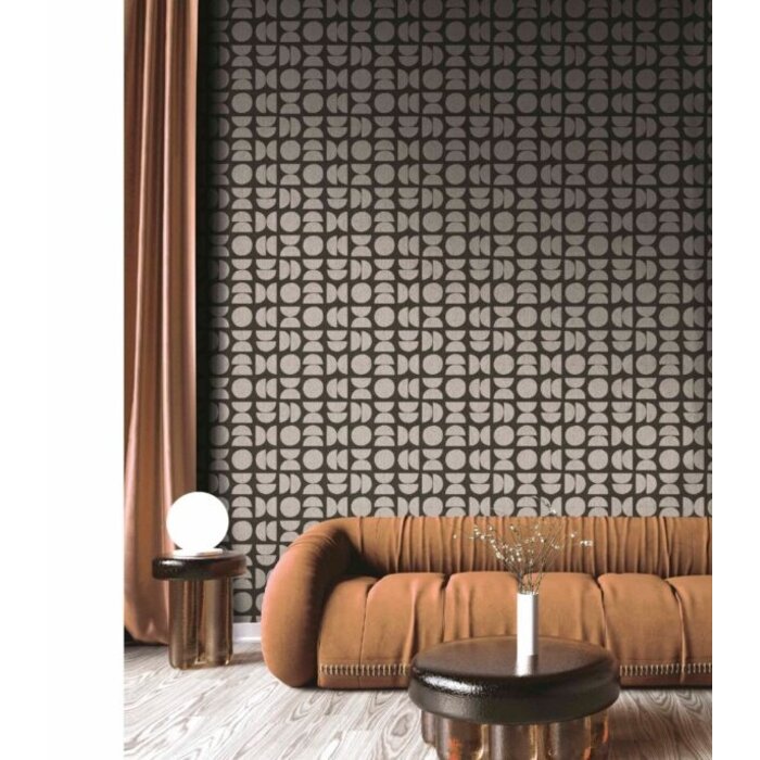 Behang retro met halve en hele cirkels