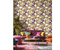 Behang met abstracte bloemenprint