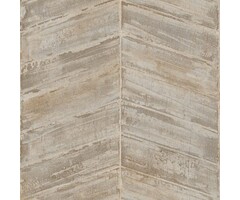 Behang met grove visgraat en metallic structuur