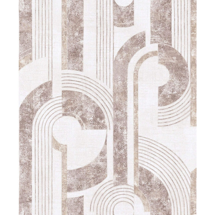 Behang met ronde vormen en lijnen