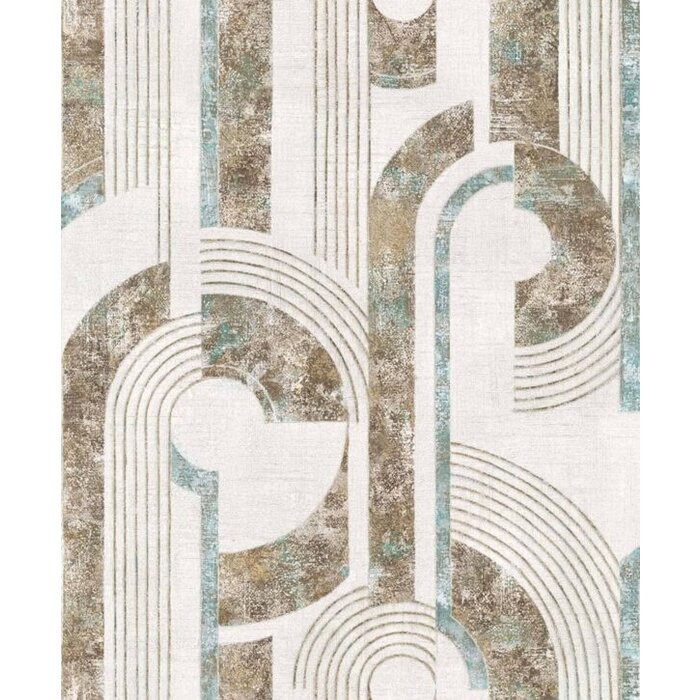 Behang met ronde vormen en lijnen