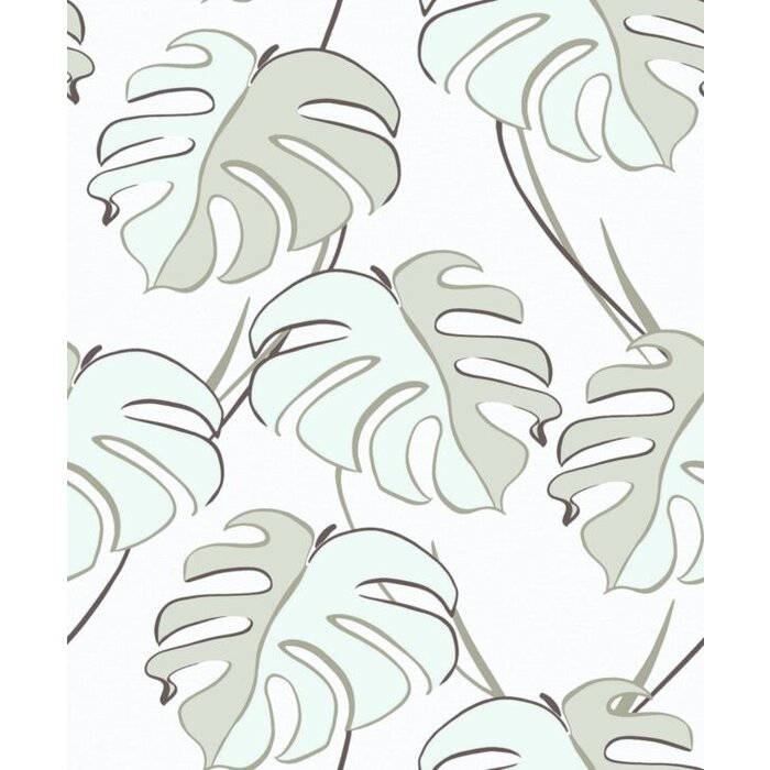 Behang met groene monstera print