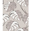 Behang met wit grijze monstera print