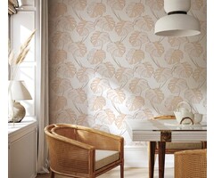 Behang met roze monstera print