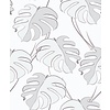 Behang met lila grijze monstera print