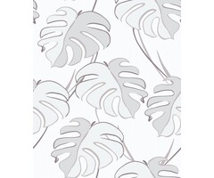 Behang met lila grijze monstera print