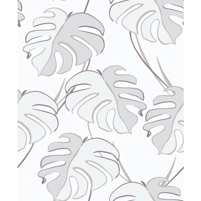 Behang met lila grijze monstera print