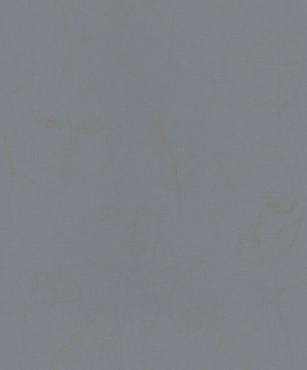 Behang met fineline gezichten