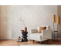 Behang met fineline gezichten