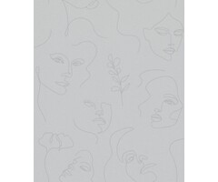 Behang met fineline gezichten