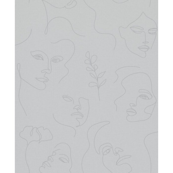 Behang met fineline gezichten