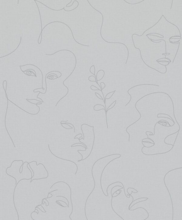 Behang met fineline gezichten