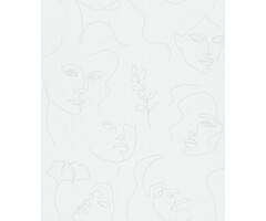 Behang met fineline gezichten