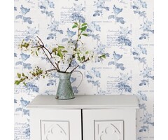 Behang met teksten en rozen