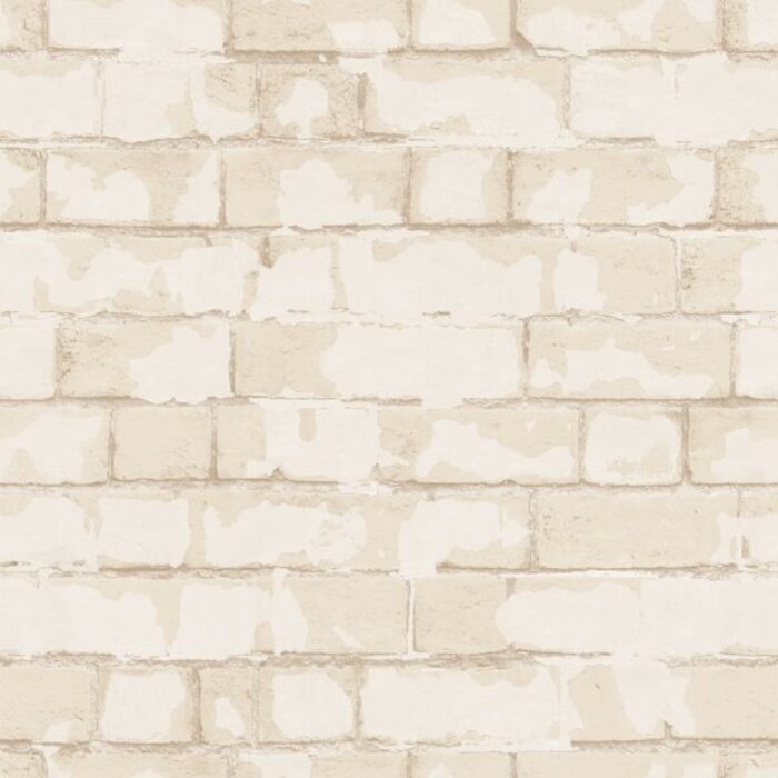 Behang beige bakstenen muur