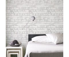 Behang witte bakstenen muur