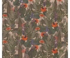 Fotobehang met grote bladeren en bloemen