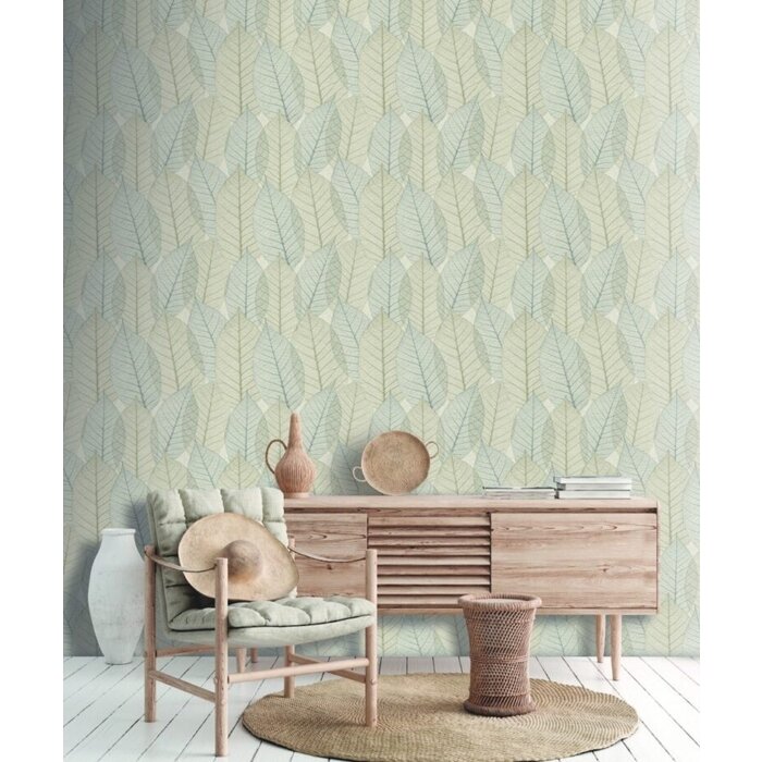 Behang met grote bladeren