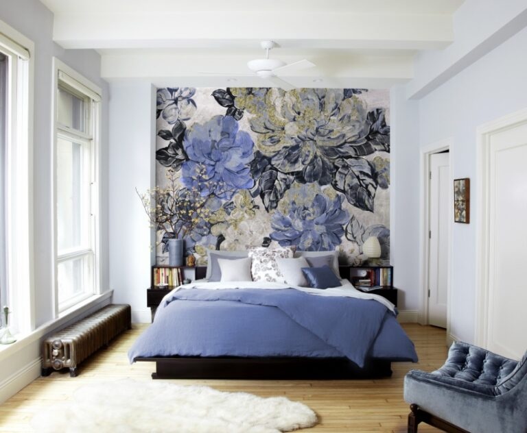 Fotobehang – Vintage blue Garden