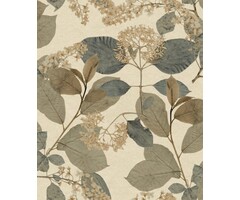 Behang met bladeren en bloemen