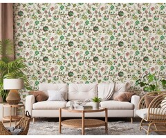 Behang met gestilleerde Art Nouveau bloemenstrengen