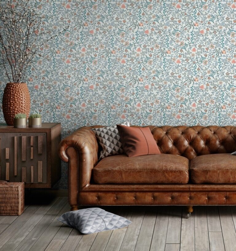 Behang met Art Nouveau bloemen