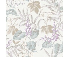 Behang met bladeren en bloemen