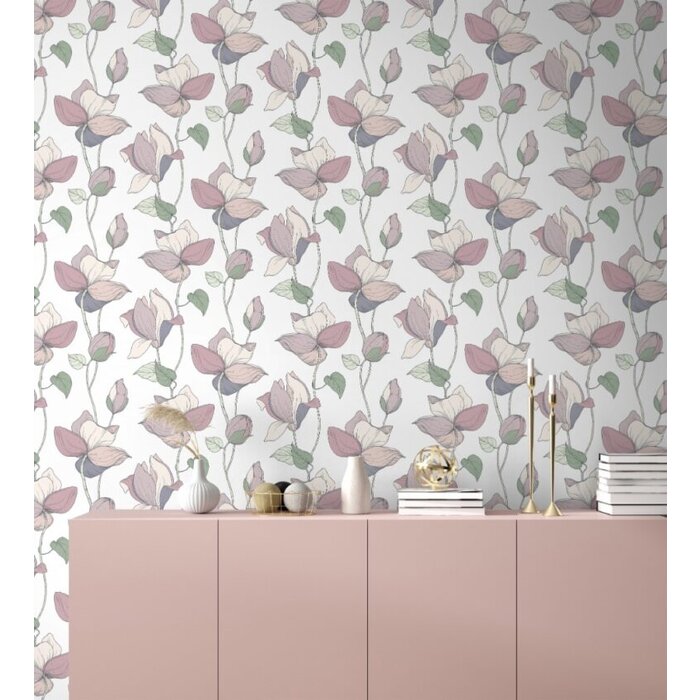 Behang met grote bloemen