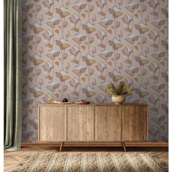 Behang met grote bloemen