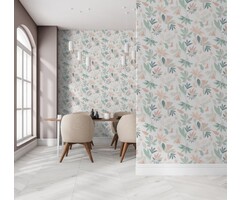 Behang met grafische bloemen