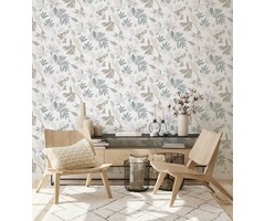 Behang met grafische bloemen