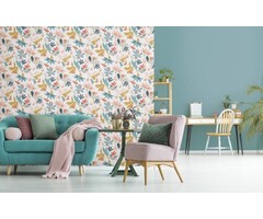 Behang met grafische bloemen