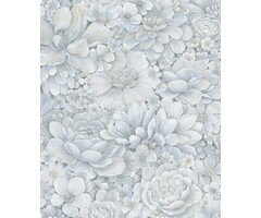 Behang met ton-sur-ton grote bloemenprint