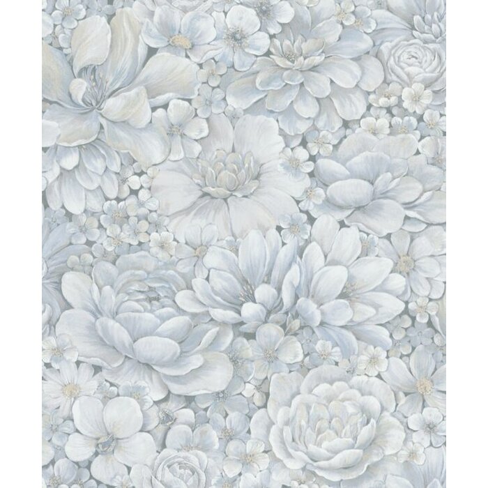 Behang met ton-sur-ton grote bloemenprint