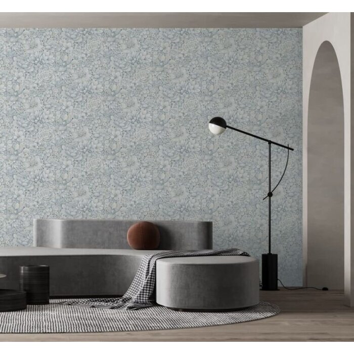 Behang met ton-sur-ton grote bloemenprint