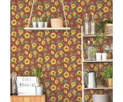 Behang met zonnebloemen