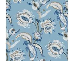 Behang met bladeren en bloemen