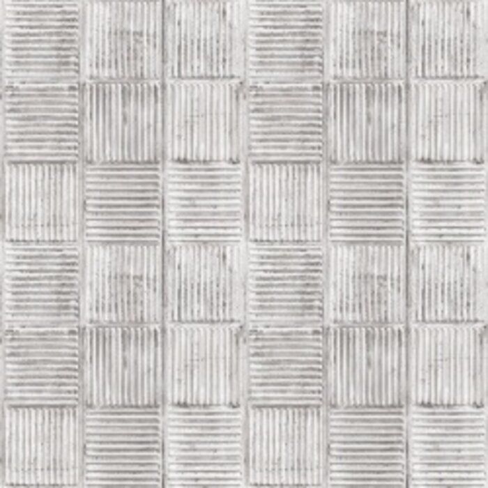 Behang met geribbelde staalplaat tegels