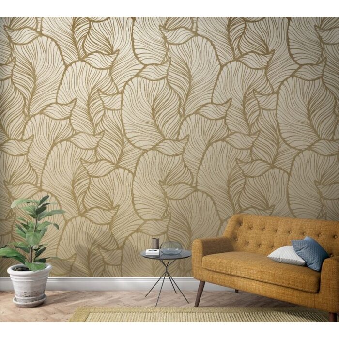 Fotobehang Art Nouveau bladerenprint