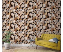Fotobehang gestapeld hout