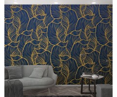 Fotobehang Art Nouveau bladerenprint