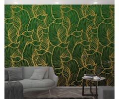 Fotobehang Art Nouveau bladerenprint