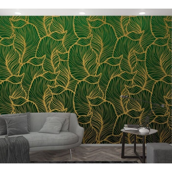 Fotobehang Art Nouveau bladerenprint