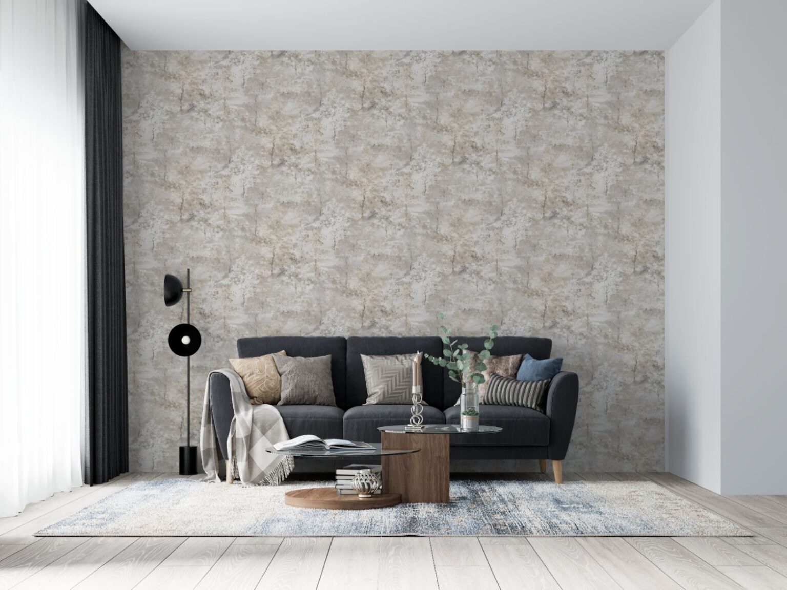 Behang met geschilderde bomen