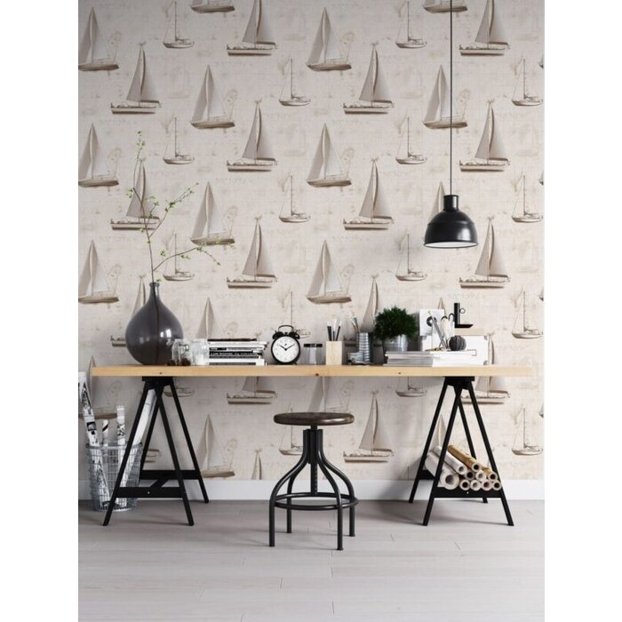 Behang met zeilboten