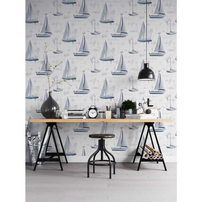 Behang met zeilboten