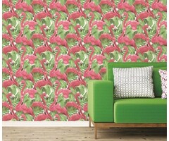 Behang met flamingo's