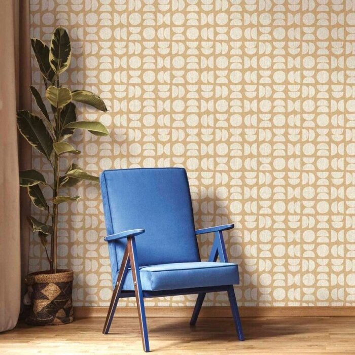 Behang retro met halve en hele cirkels 30153